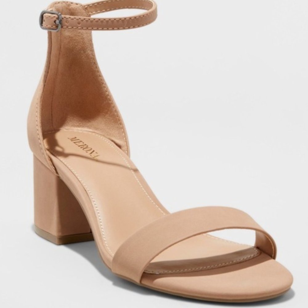 Nude Strap Block Heal Sandal